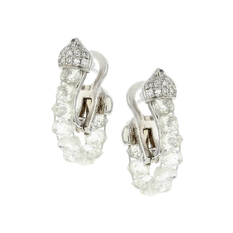 women's vintage earrings-Briolette Diamond Loop Earrings