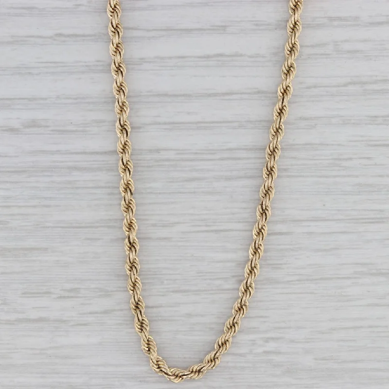 women's boho necklaces-16" 3mm Rope Chain Necklace 14k Yellow Gold