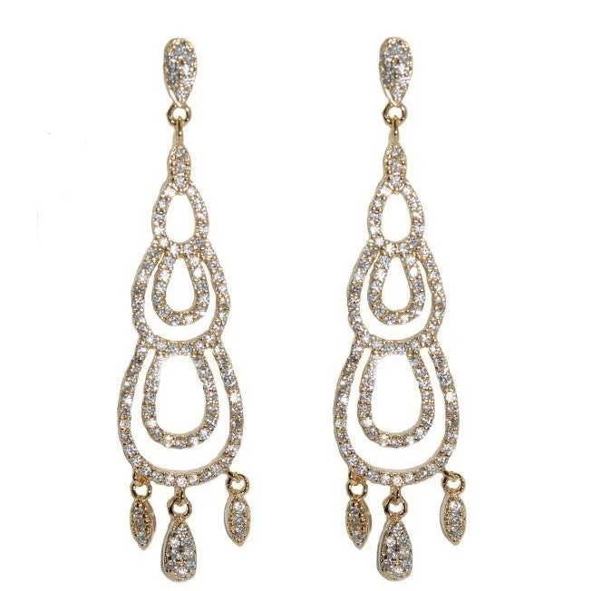 women's animal earrings-Janalyn CZ Gold Chandelier Earrings | 18k Gold