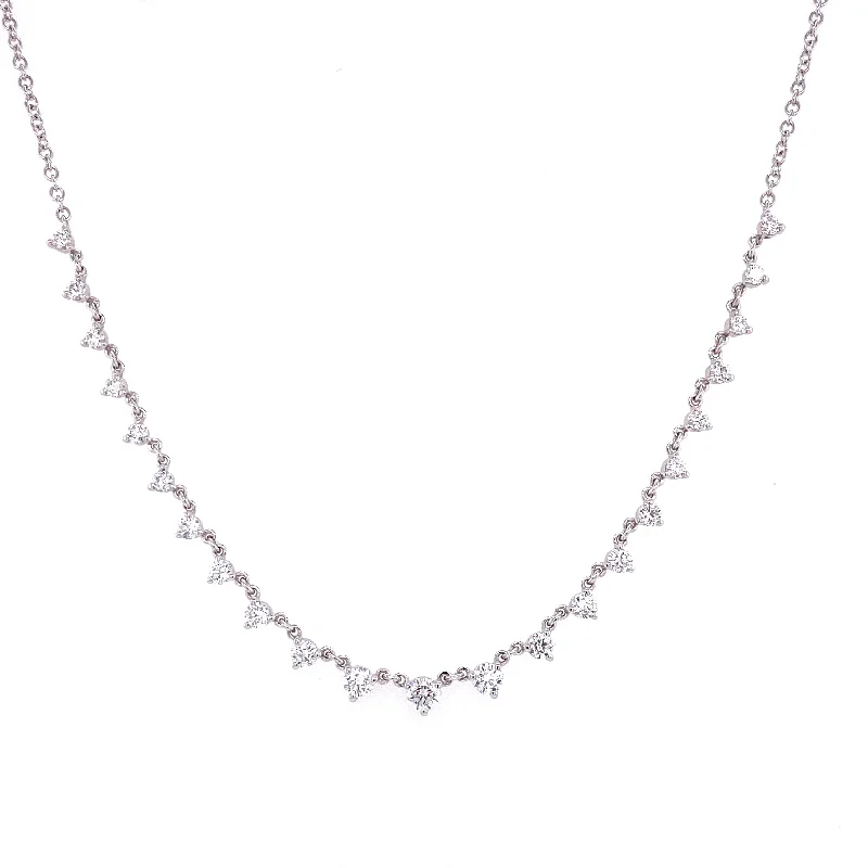 women's delicate necklaces-14K White Gold Diamond Necklace