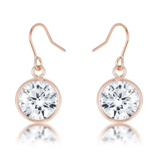 women's huggie earrings-Noga Bezel CZ Solitaire Drop Earrings