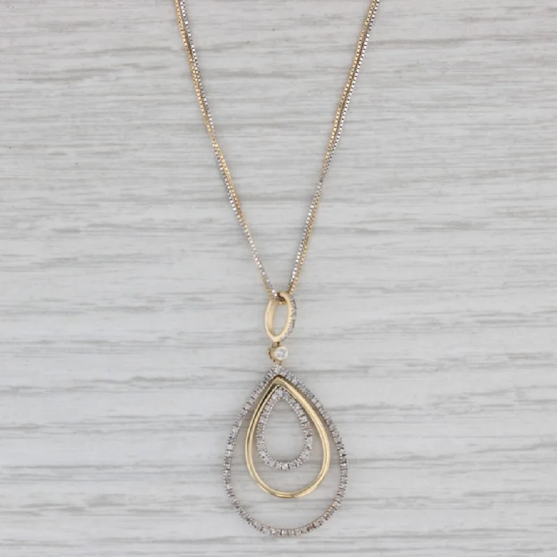 women's rose gold pendant necklaces-0.24ctw Diamond Teardrop Pendant Necklace 14k Yellow White Gold 18" Box Chain