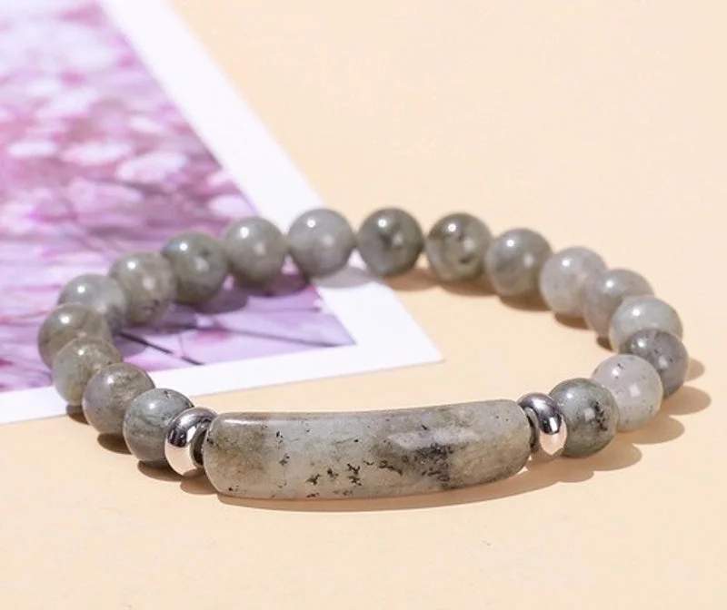 Natural White Glitter Stone Bridge Bracelet|8mm Long Tube 10 * 39mm