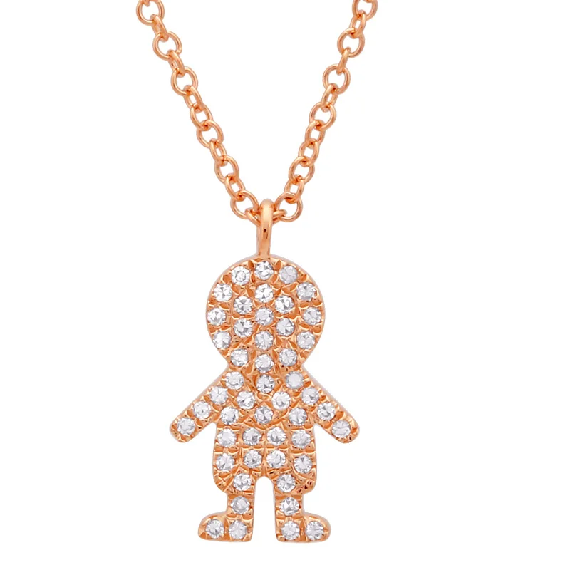 women's designer necklaces-14K Rose Gold Diamond Boy Necklace