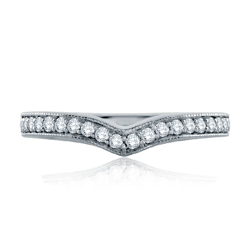 women's custom diamond engagement rings-A.Jaffe Signature Art Deco V Contoured Diamond Wedding Band MRS646/24