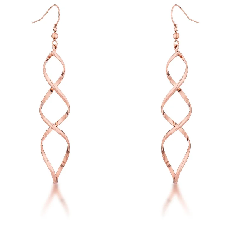 women's butterfly drop earrings-Casilda Rose Gold Twist Dangle Earrings