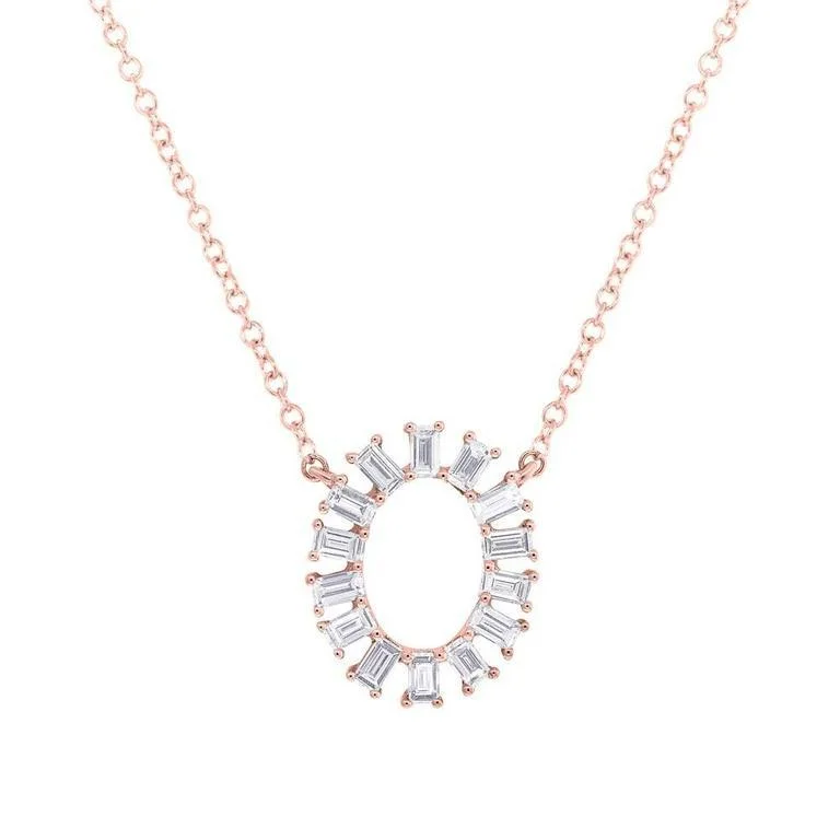 women's antique-style necklaces-14K Rose Gold Diamond Oval Necklace