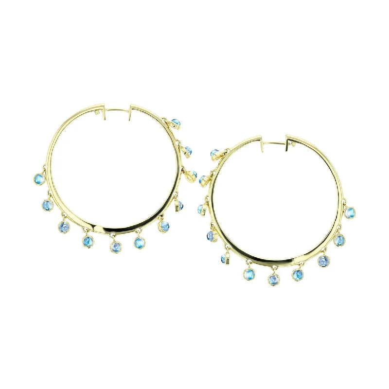 women's vintage earrings-Blue Moonstone Eyeglass Hoop Earrings