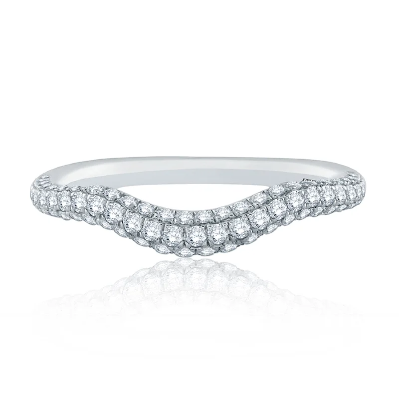 women's split shank engagement rings-A.Jaffe Signature Waterfall Pave Contoured Diamond Wedding Band MRS684/48