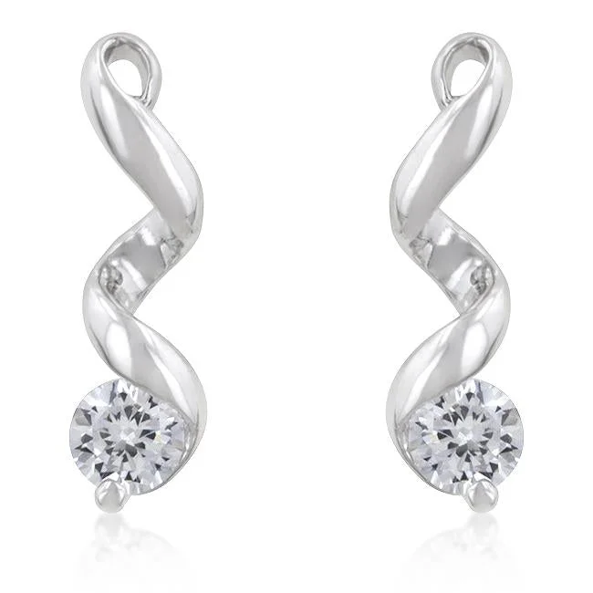 women's gold hoop earrings-Maria Twist Solitaire CZ Earrings