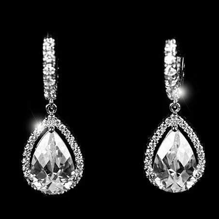 women's designer earrings-Tanya Pear Halo Drop Earrings | 4.5ct