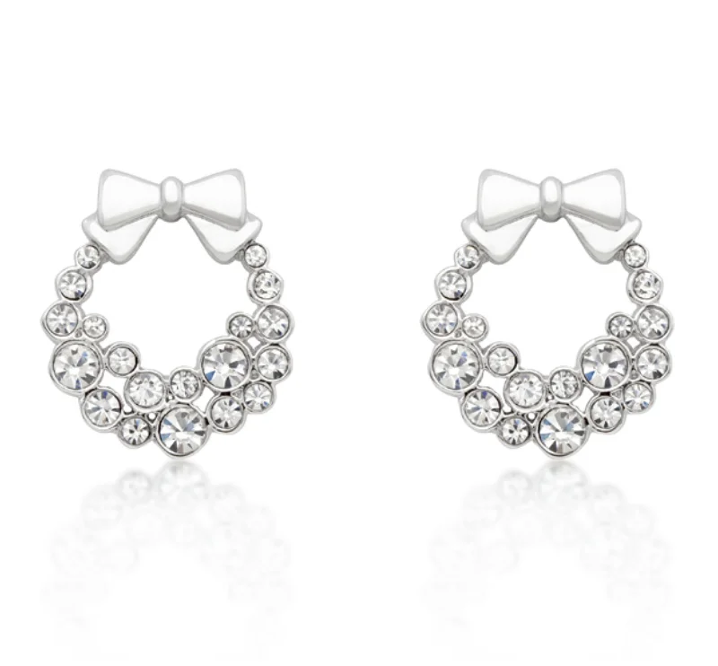 women's moonstone earrings-Onia Holiday Wreath Earrings | 3ct | Cubic Zirconia | Silver