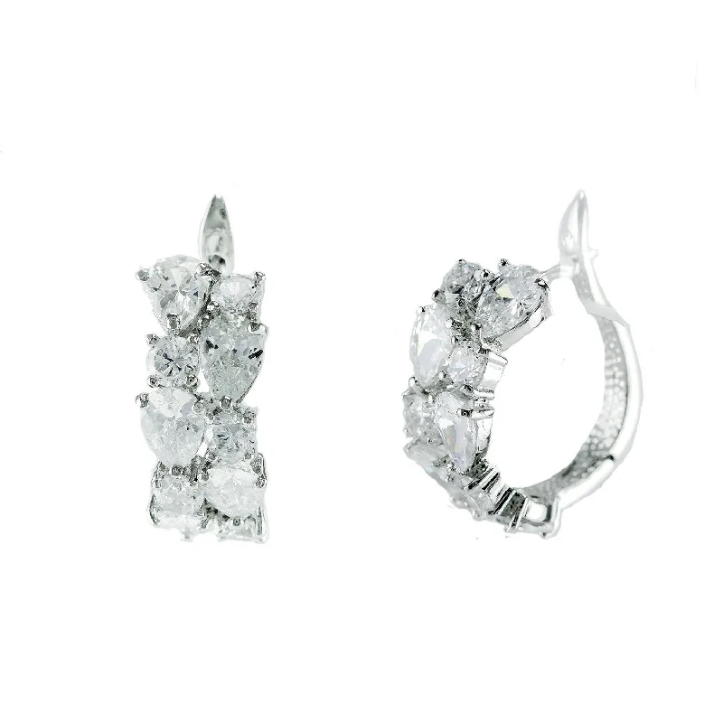 women's Swarovski earrings-Fauna Pear Cluster Hoop Earrings | 7ct