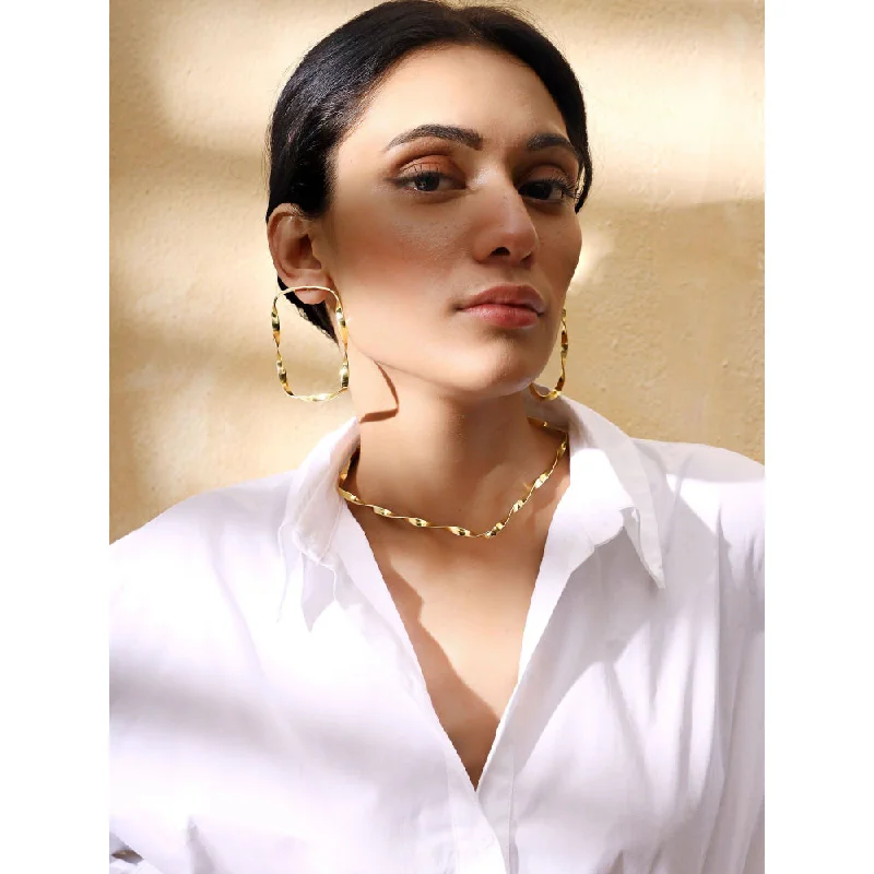 women's pearl stud earrings-VARNIKA ARORA Brazen Golden Earrings