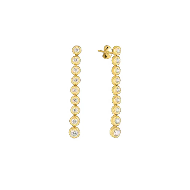 women's flower stud earrings-18K Yellow Gold Florentine Drop Earrings