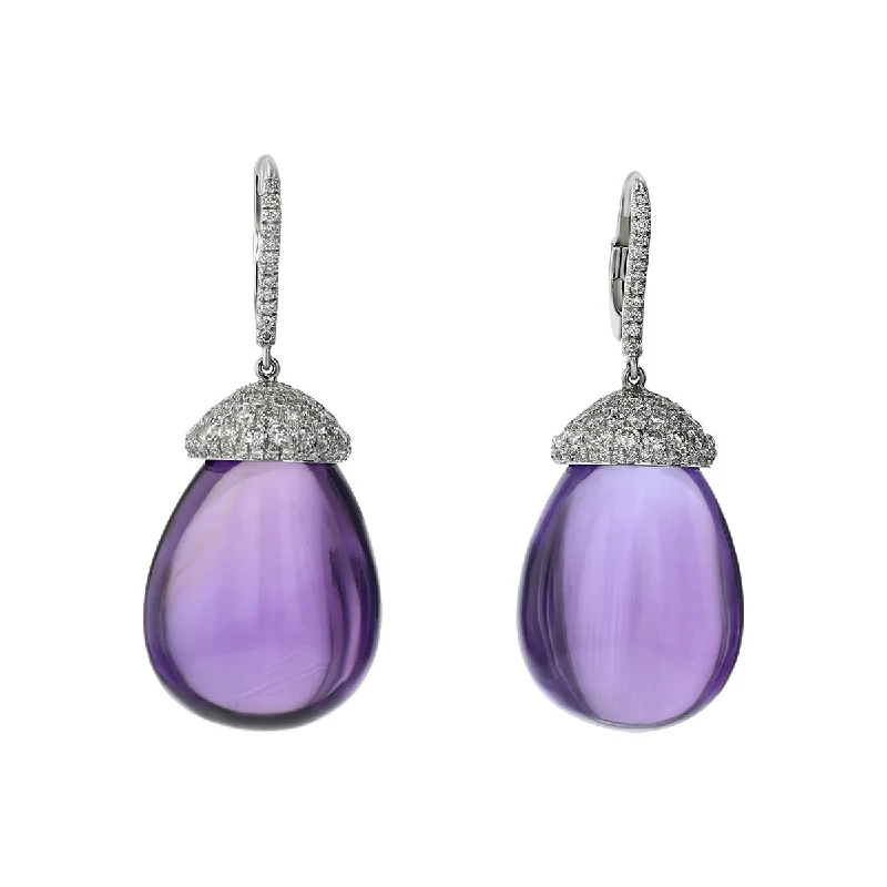 women's gemstone drop earrings-Amethyst Drop Earrings