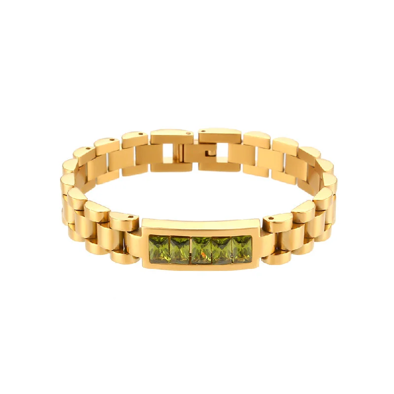 Watch Band Chain Bracelet - Zircon Green