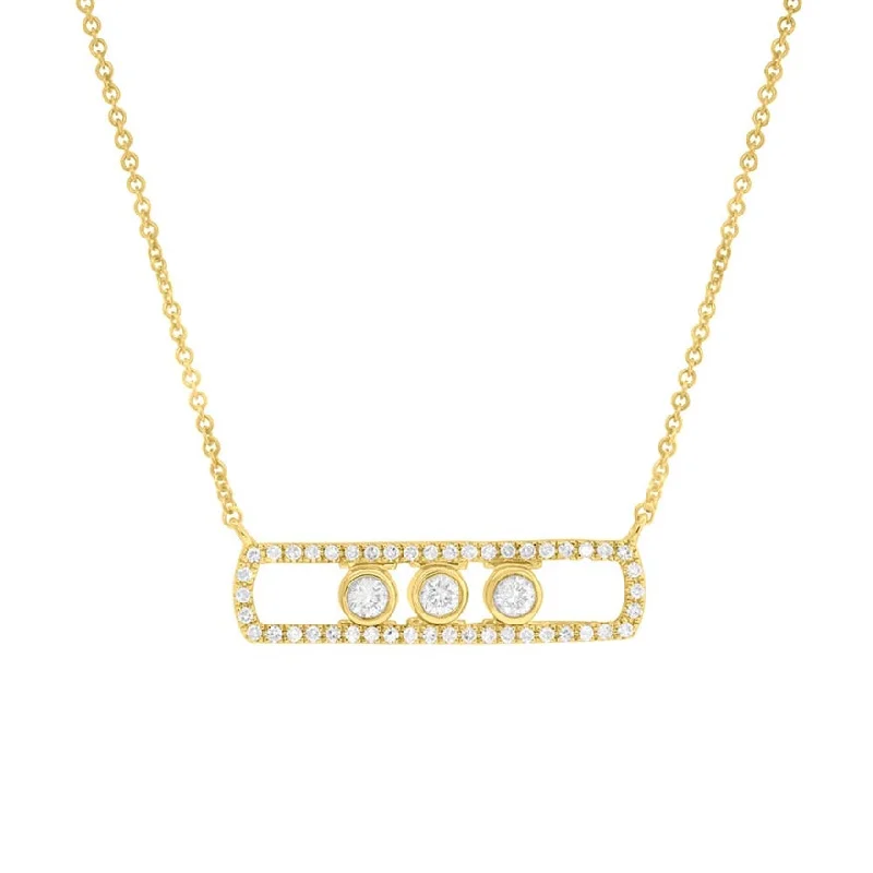 women's multi-strand necklaces-14K Yellow Gold Diamond Slider Bar Necklace