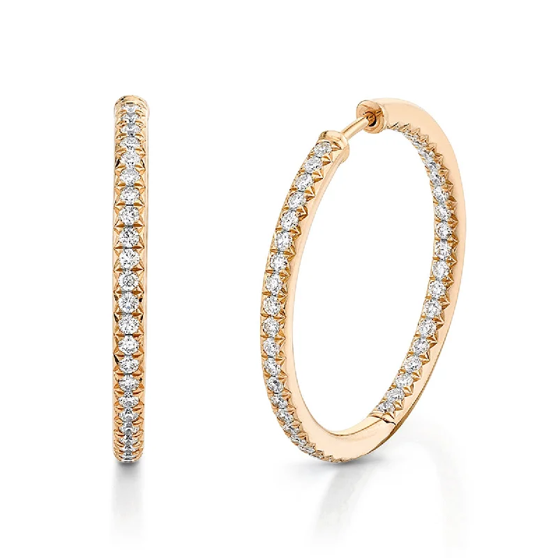 women's stud earrings-Artisan Pave Diamond Hoop Earrings