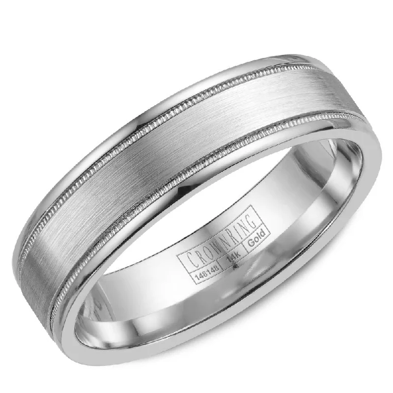 women's modern engagement rings-CrownRing 6MM Wedding Band with Milgrain Detailing WB-6901SP