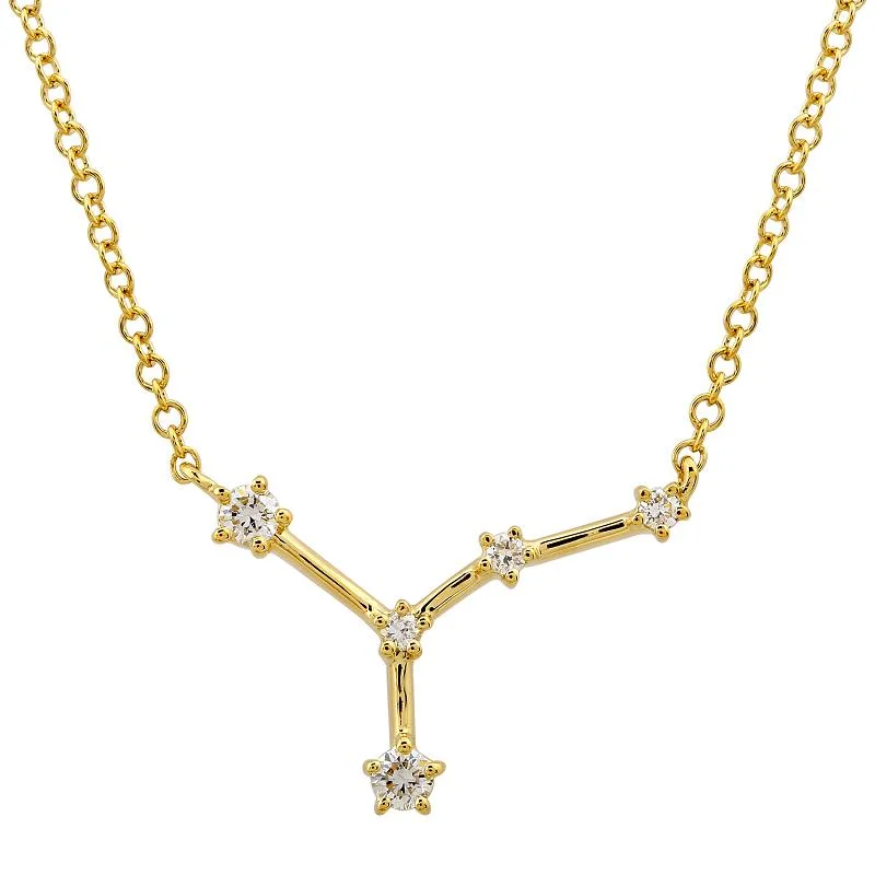 women's fine jewelry necklaces-14k Yellow Gold Diamond Cancer Constellation Necklace