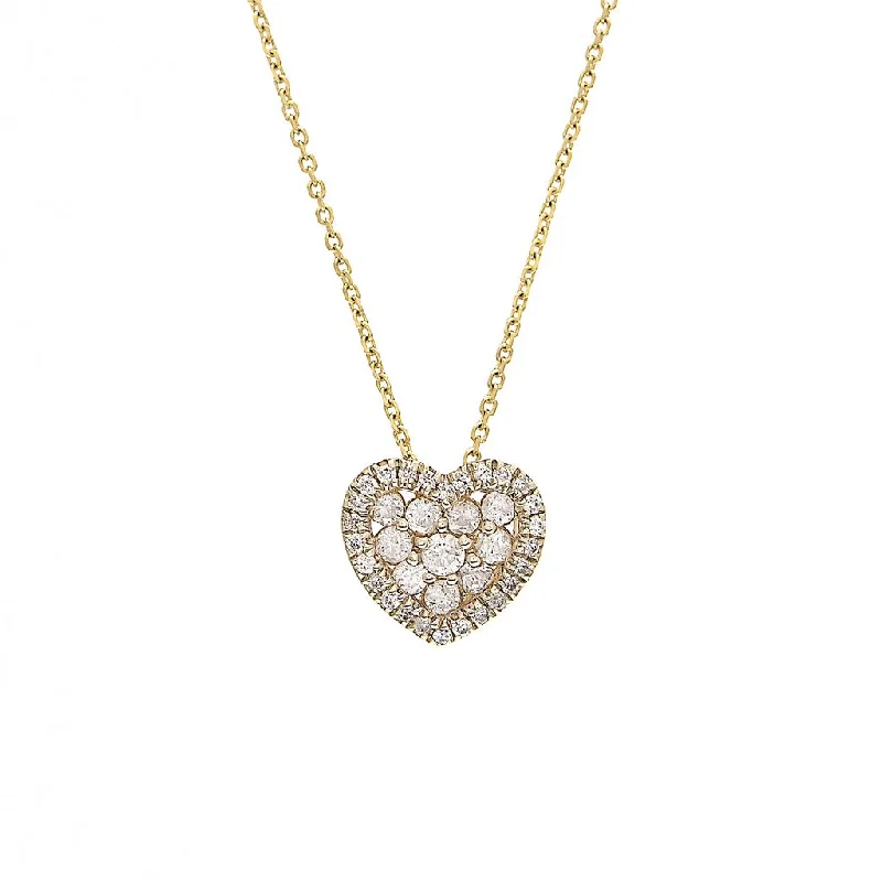 women's double chain necklaces-14k Yellow Diamond Heart Necklace