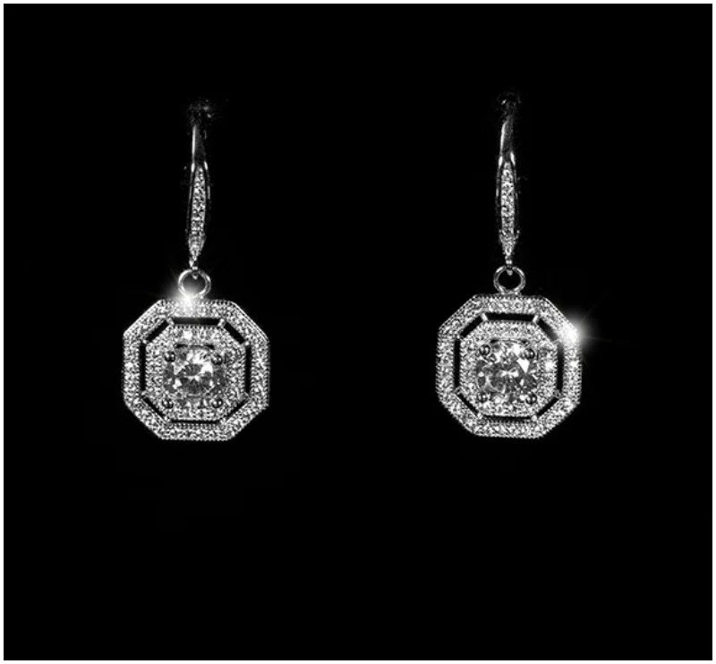 women's lotus earrings-Dena Double Halo Octogon Drop Earrings | 1.75ct