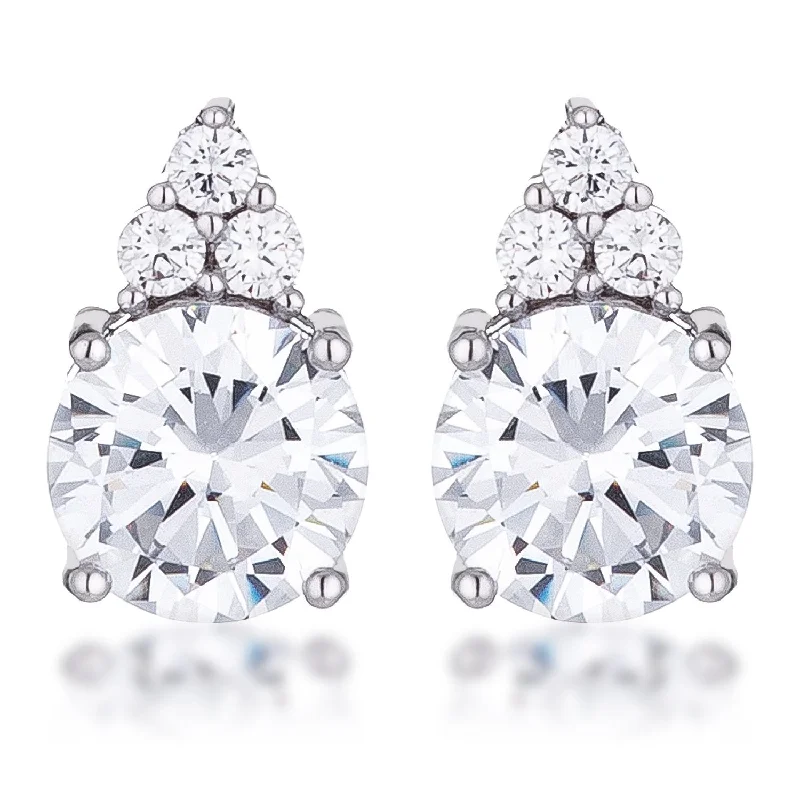 women's elegant earrings-Abigail Simple 9mm Clear Round Stud Earrings | 3.1ct