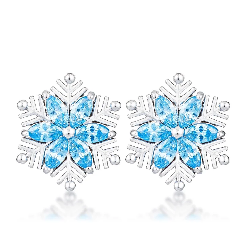 women's unique earrings-Liv Brilliant Snowflake Silver Earrings