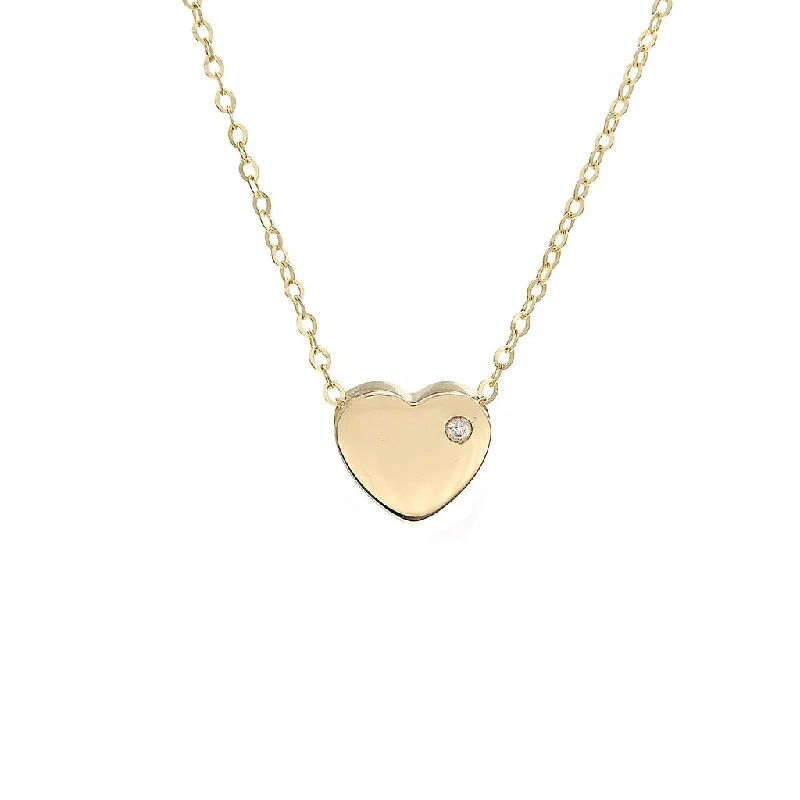 women's pearl necklaces-14K White Gold Diamond High Polished Heart Necklace