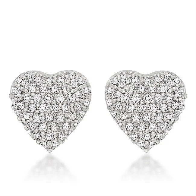 women's bridal earrings-Kendal Pave Heart Stud Earrings  | 0.7ct