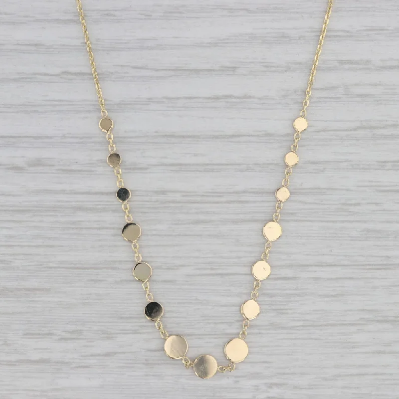 women's two-tone necklaces-Stationary Discs Necklace 14k Yellow Gold 16.75" Cable Chain