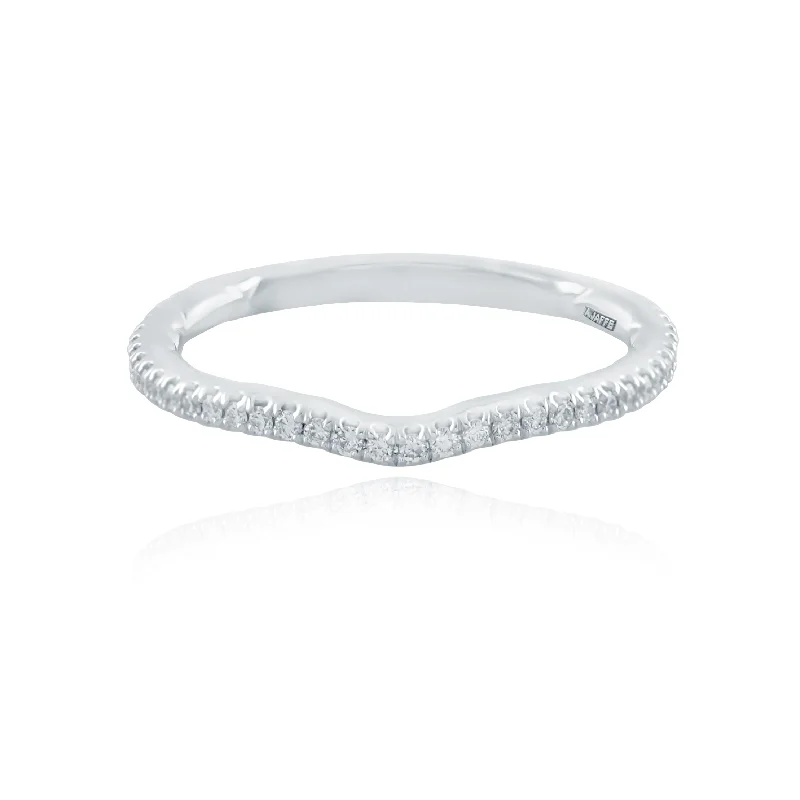 women's platinum solitaire engagement rings-A.Jaffe Contoured Delicate Pavé Diamond Quilted Wedding Band MR1863Q/19