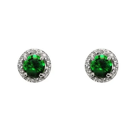 women's custom earrings-Isla Emerald Round Halo CZ Stud Earrings - 10mm | 1.2ct