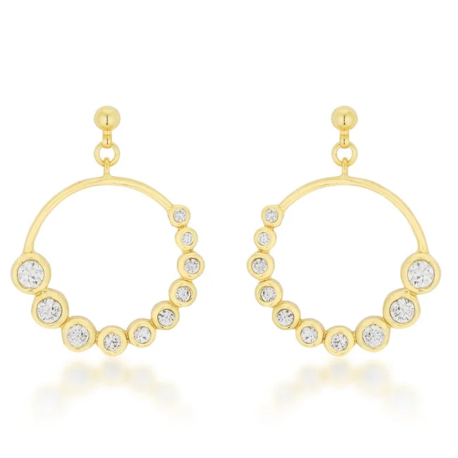 women's boho earrings-Eria Gold Graduated CZ Circle Earrings | 1ct