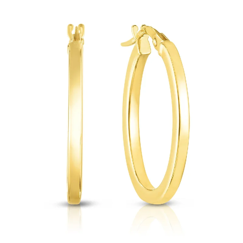 women's unique diamond earrings-18K Yellow Gold Petite Flat Oval Hoop Earrings