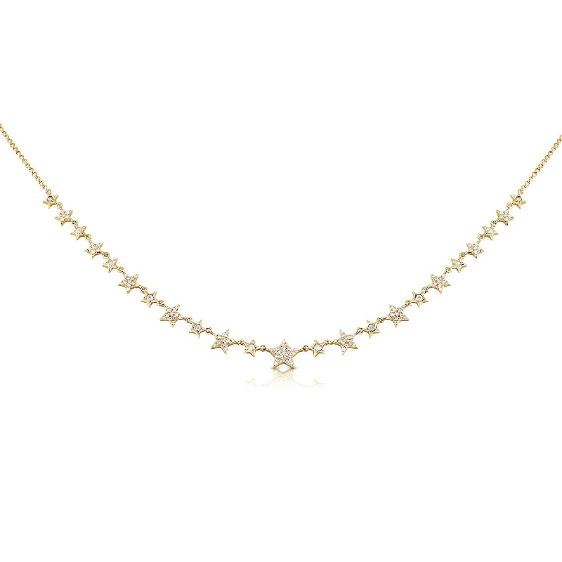 women's designer necklaces-14K Yellow Gold Diamond Star Necklace