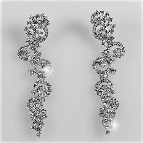 women's silver earrings-Rosalina Swirls Linear Chandelier Earrings | 77mm