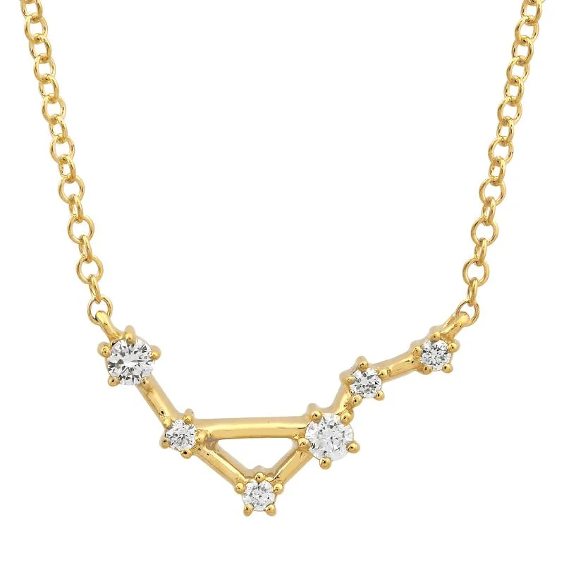 women's charm necklaces-14k Yellow Gold Diamond Libra Constellation Necklace