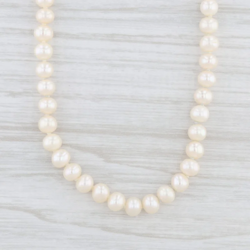 women's silver necklaces-Cultured Pearl Bead Strand Necklace 14k Yellow Gold Clasp 17.5"