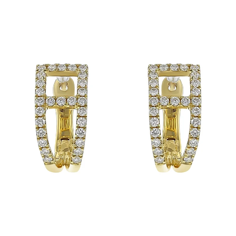 women's ethnic earrings-18K Yellow Gold Paris Earrings with Diamonds