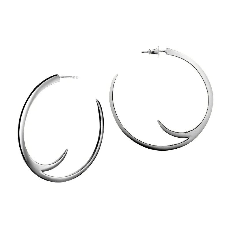 women's fashion gemstone earrings-Talon Cat Claw Large Hoop Earrings - Silver