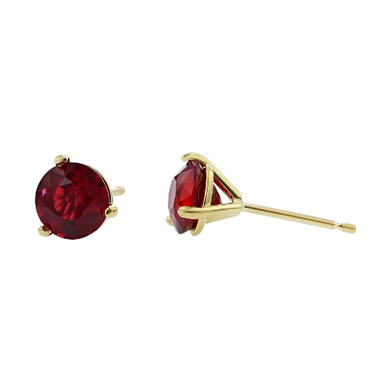 women's minimalist hoop earrings-18K Yellow Gold Ruby Stud Earrings