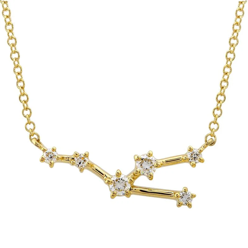 women's fashion necklaces-14k Yellow Gold Diamond Taurus Constellation Necklace