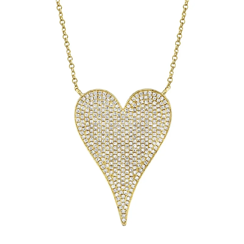 women's diamond and sapphire necklaces-14K Yellow Gold Pave Heart Necklace (Jumbo)