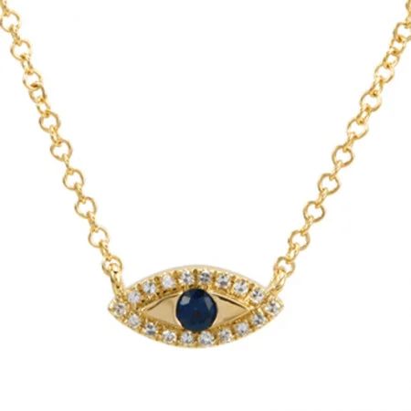 women's initial necklaces-14K Yellow Gold Evil Eye Necklace