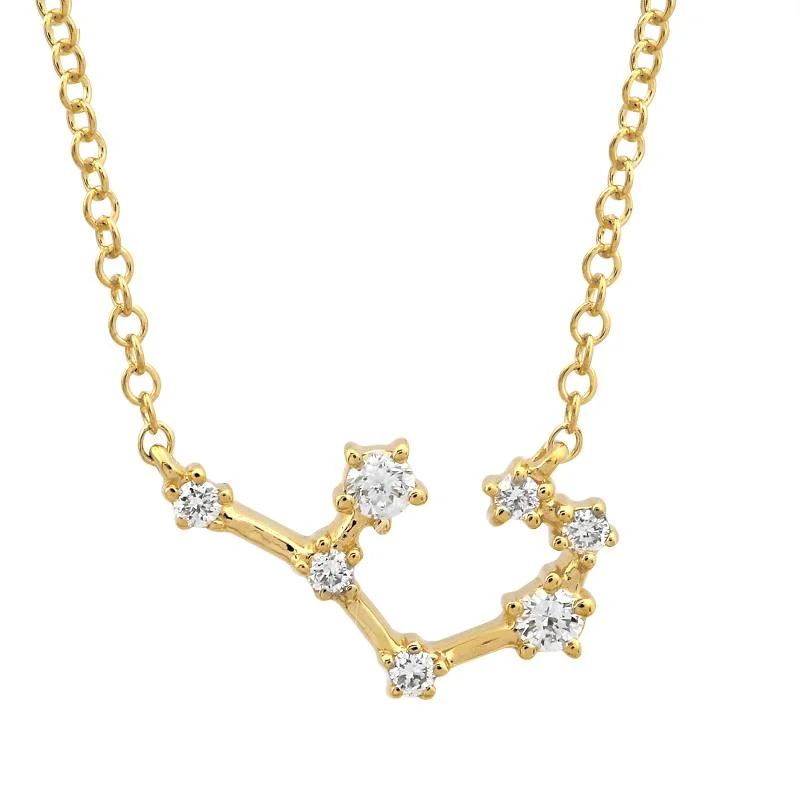 women's gold chain necklaces-14k Yellow Gold Diamond Sagittarius Constellation Necklace