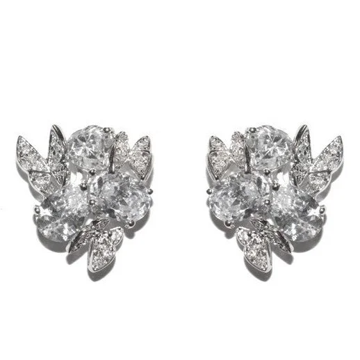 women's heart-shaped earrings-Cilla Vintage CZ Cluster Stud Earrings