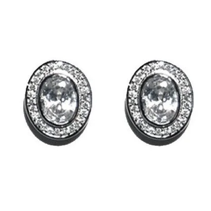 women's infinity loop earrings-Luisa Vintage Oval Halo Stud Earrings | 3ct