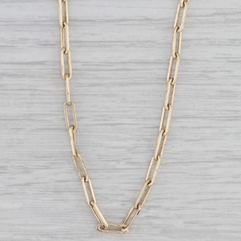 women's bold necklaces-Paperclip Elongated Cable Chain Necklace 14k Yellow Gold 20" 2.9mm